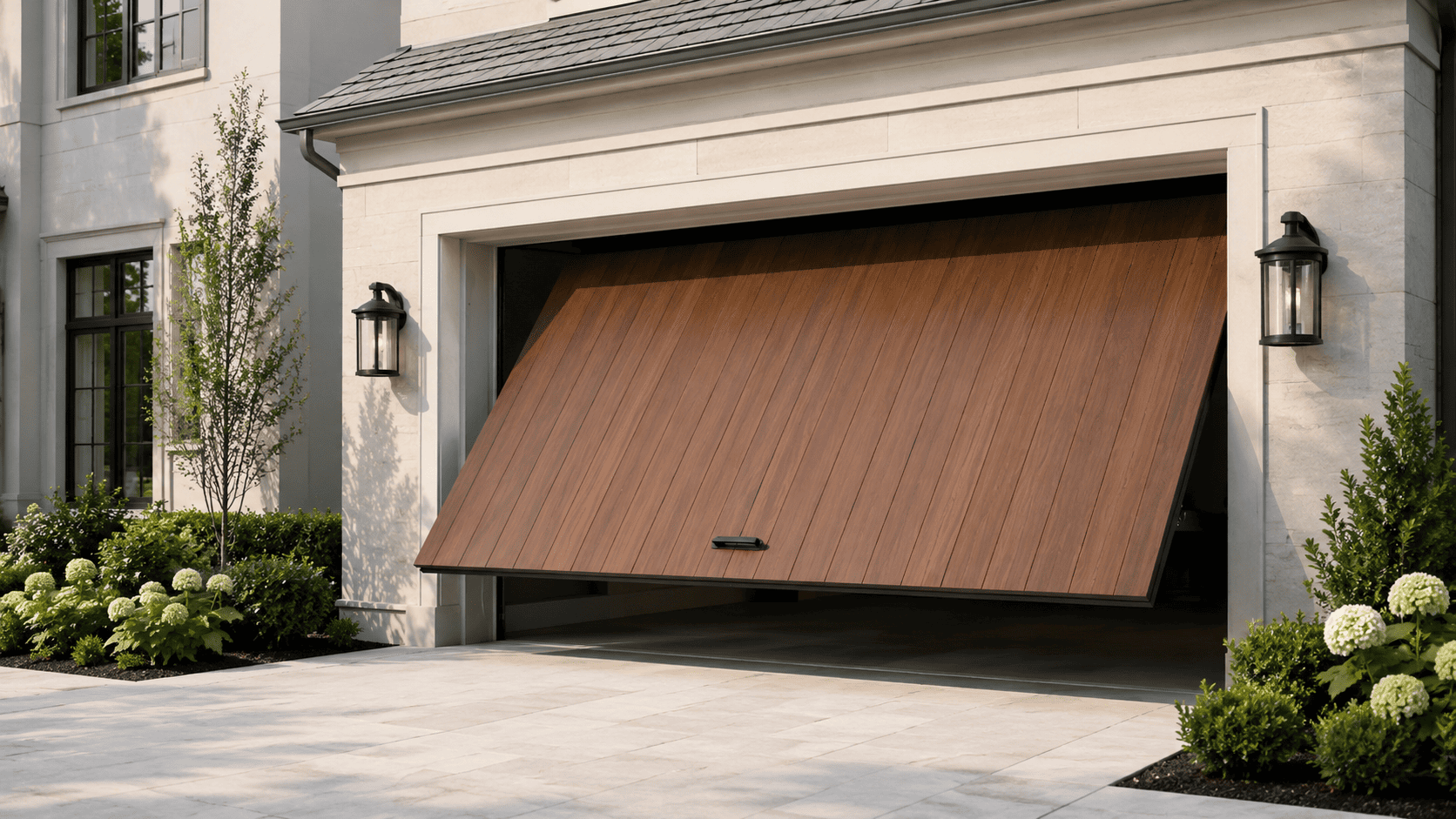 Tilt-up garage door mid-open — Gailes